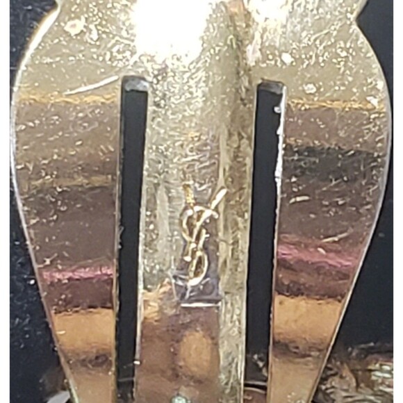 Vintage YSL Yves Saint Laurent Butterfly Blue & Green Crystal Earring Signed - Picture 10 of 16